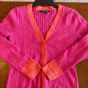 Chadwick Hot Pink Cardigan with Orange Trim